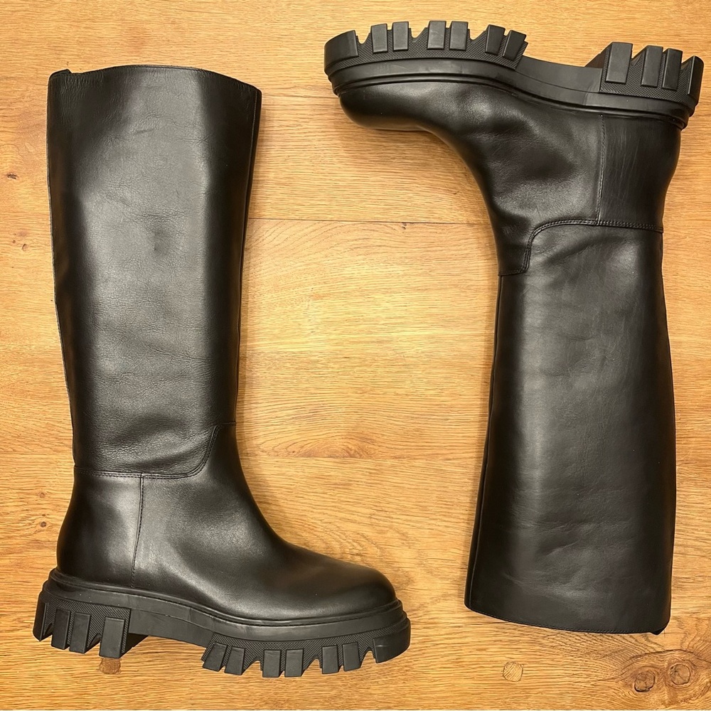 Marc Fisher LTD Malena Knee High Leather Lug Sole Boots Sz 11 - New